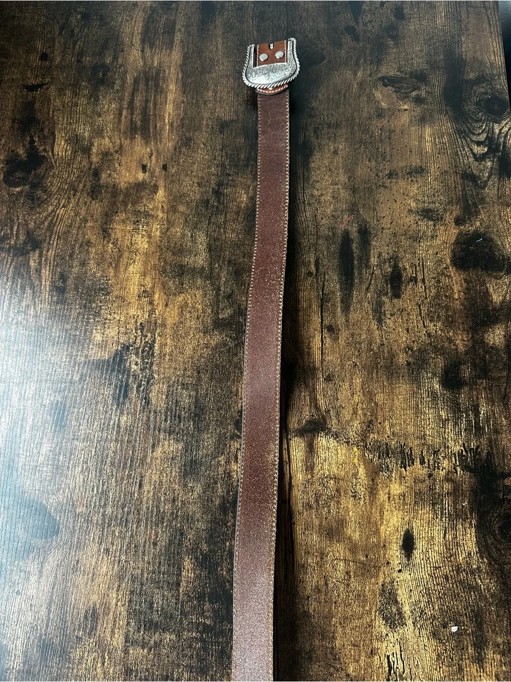 NOCONA Belt Co. Genuine Leather Western Belt Engraved Silver Buckle (32)